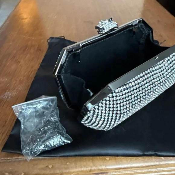 Real Collectibles by Adrienne Black Clutch with Rhinestone Detail - Picture 5 of 6